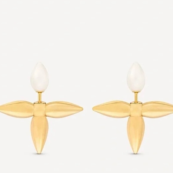 Louis Vuitton Louisette Macro Gold & Pearl Earrings - Picture 3 of 13
